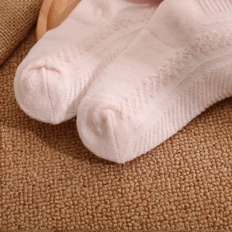 Summer Cute Mesh Thin Baby Little Girl Socks Kid Cotton Breathable Bow Princess Lace Ruffle Frilly Solid Color Stripe Stuff