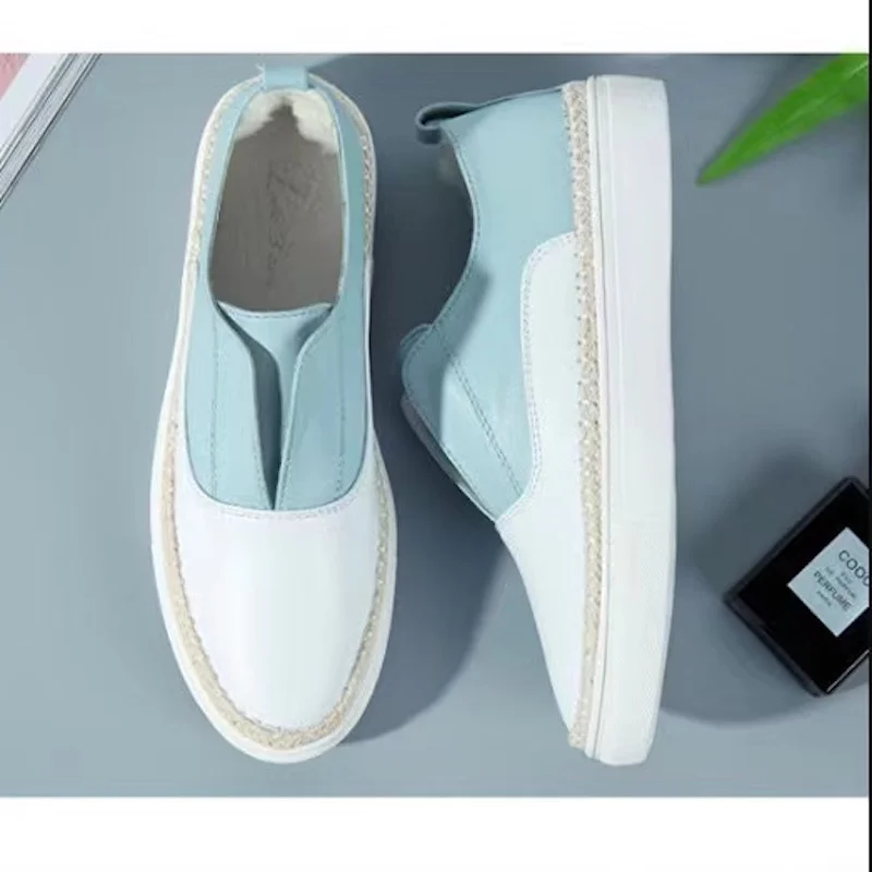 

New Fashion Fashion Shoes Genuine Leather Small White Shoes Colored Lefu Shoes Flat Sole Single Shoes Breathable and Comfortable