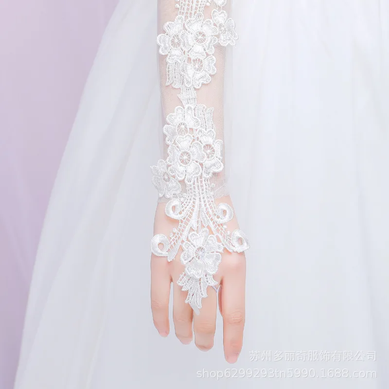 Bride Wedding Dress Lace Gloves Open Finger