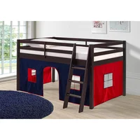 Roxy Twin Junior Loft Bed with Tent Safety Guardrails Flexible Ladder Eco-Friendly Solid Wood Space-Saving Kids Bed 2