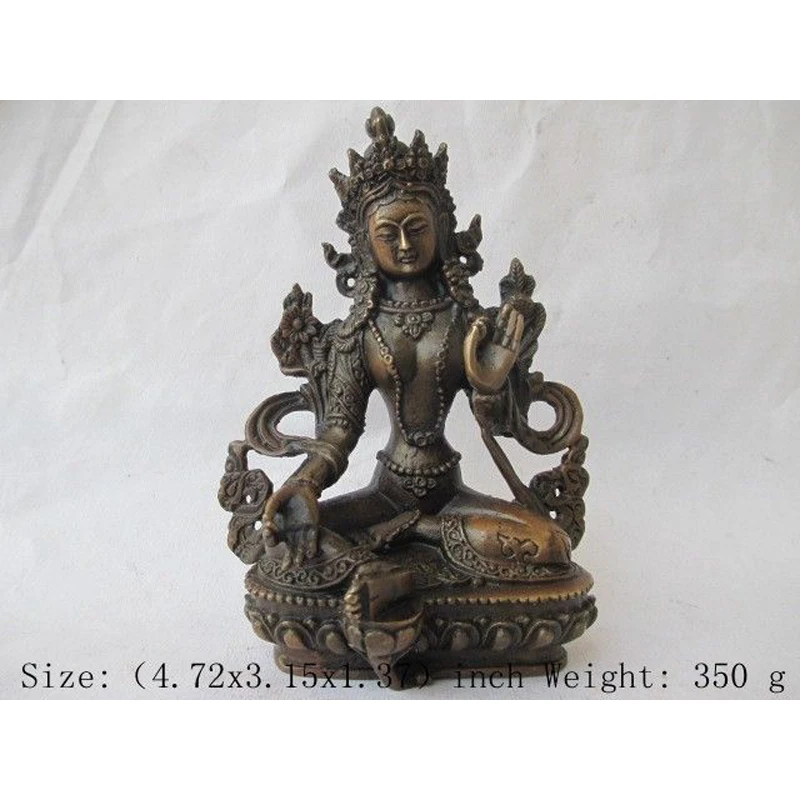 

Elaborate Chinese Tibet hand-carved old copper guanyin bodhisattva statue