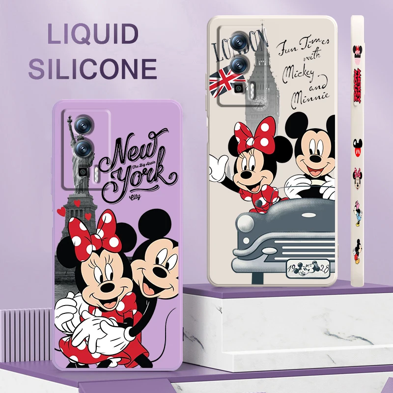 Disney Minnie Mickey London Liquid Left Rope Per Xiaomi Redmi 13C 12 12C K60 A1 K50 11 K40 10C 10 9A 9At 9T 9C 5G Funda