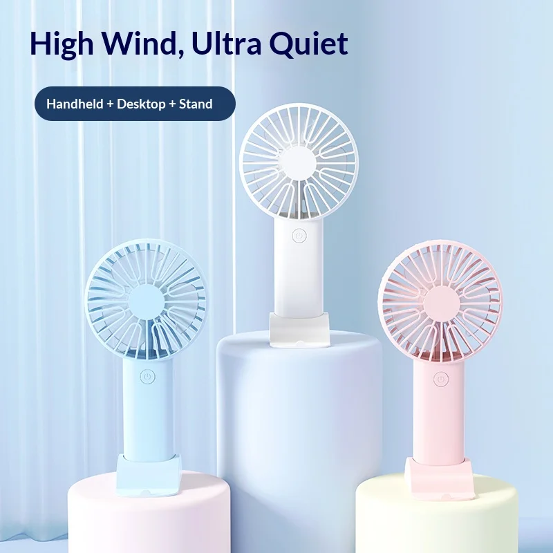 Compact 3-in-1 Portable USB Rechargeable Fan with Stand