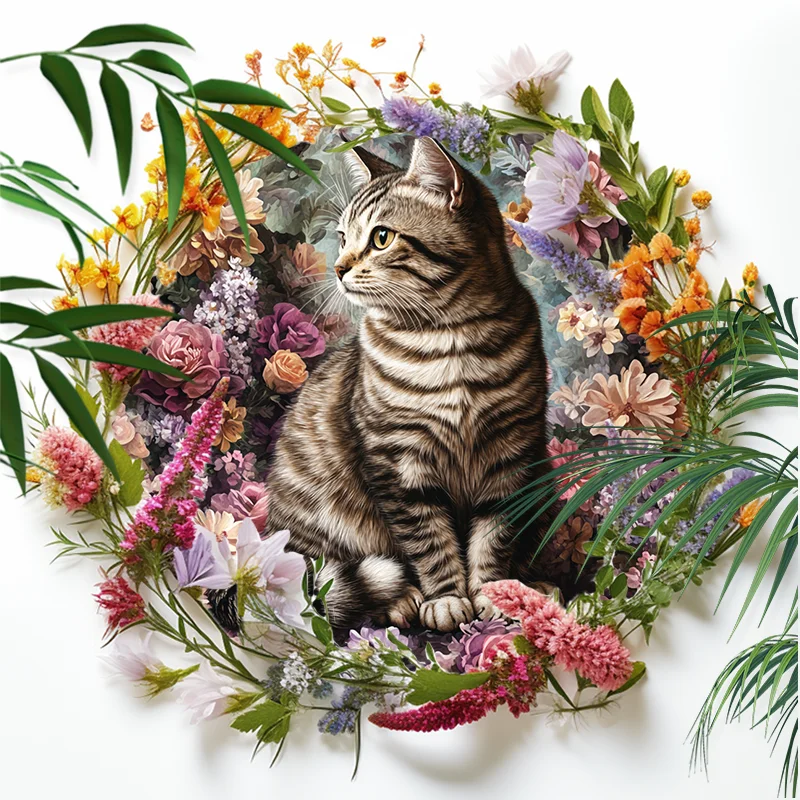 Tiger Cat Pet Ornament-Circular Aluminum Decorative Painting Perfect Christmas and Halloween Gifts
