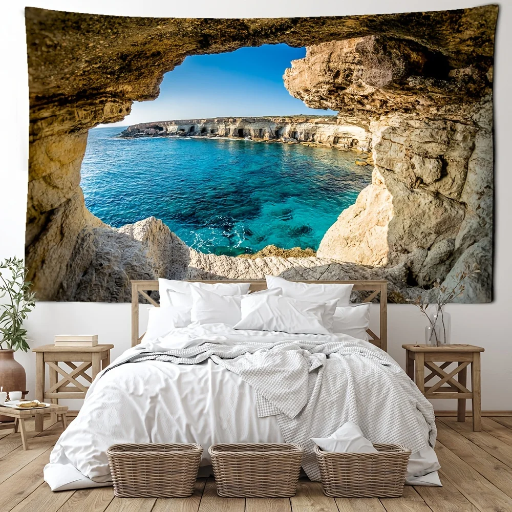 1pc Mountain Cave Seaside Landscape Tapestry Natural Scenery ...