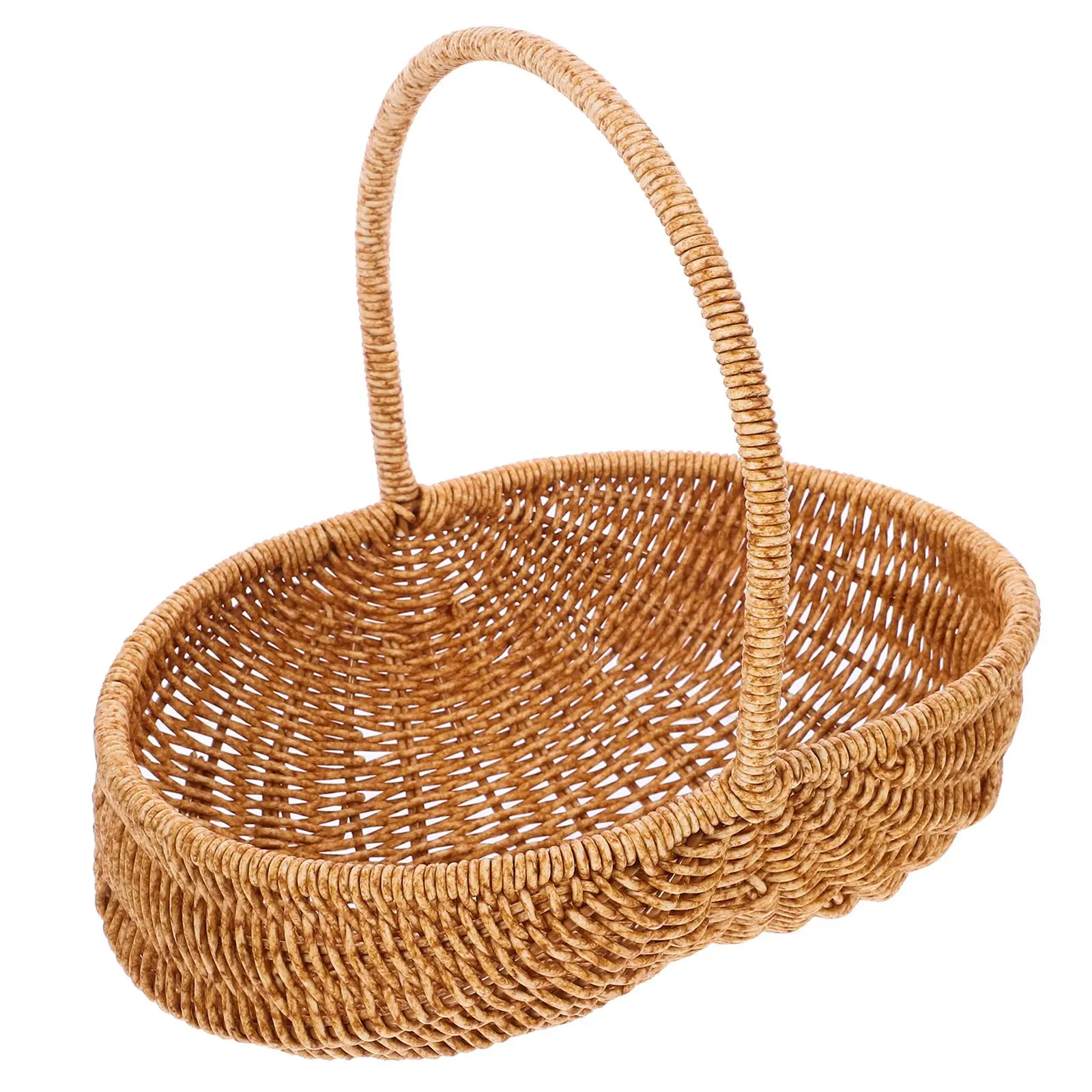 

Picnic Basket Fruits Basket Handled Imitation Rattan Woven Storage Basket Imitation Rattan Vegetable Basket Picnic Basket