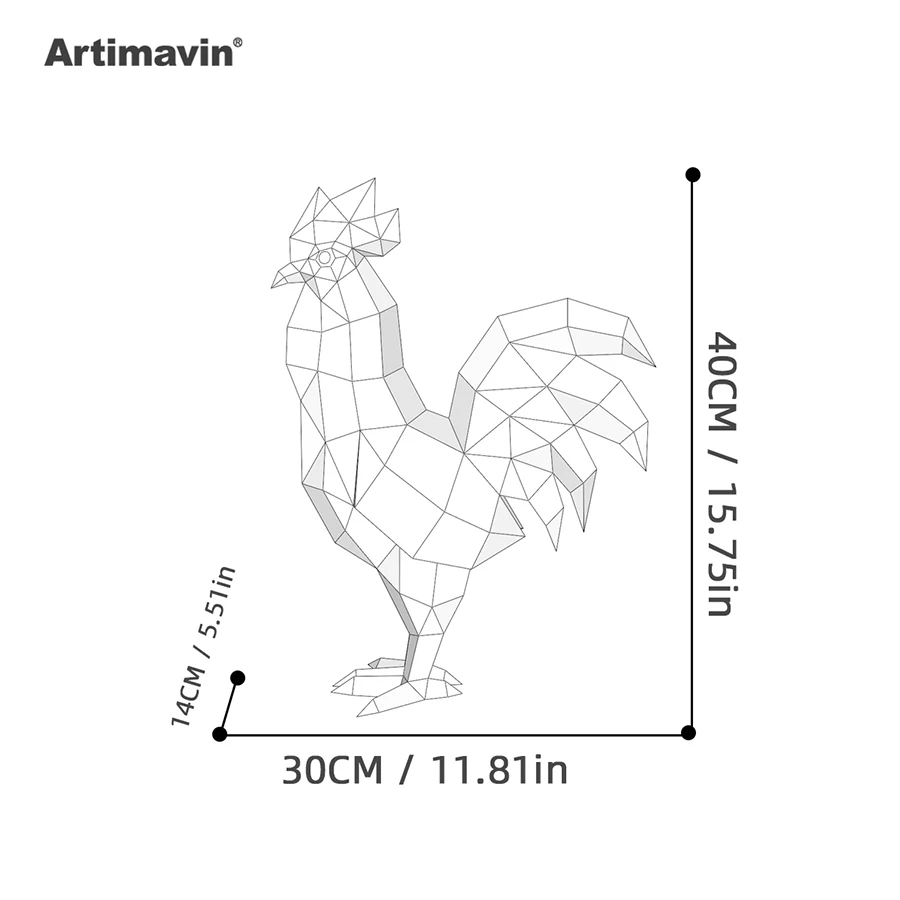 Rooster Creative Handmade DIY Origami 3D Paper Carving Model Interior Decoration Paper Art Trendy Toys