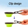 Foldable silicone pet food spoon, multifunctional cat food spoon with clip sealing, measuring pet food spoon 2