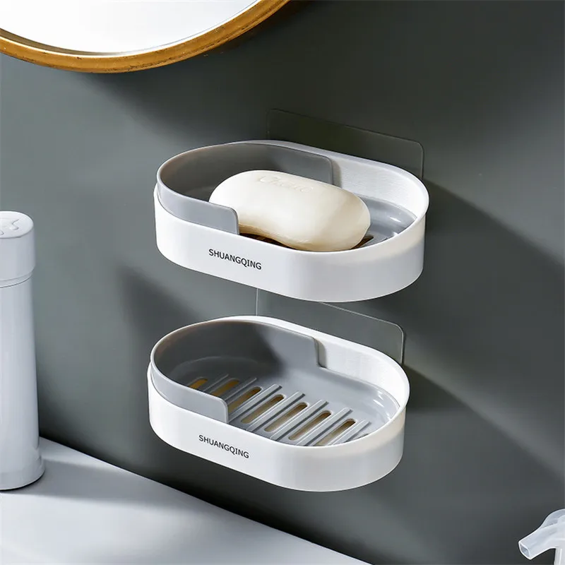 

Creative Soap Box Soap Box Shelf Wall Mounted Toilet Hole Free Household suction Cup Drainage Soap Holder