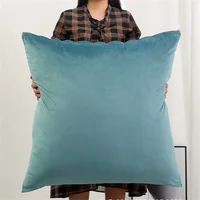 Soft Velvet Large Square Pillow Cover Sofa Cushion Living Room Back Bedside Cushions Case Protector Solid Color 80x80CM 1
