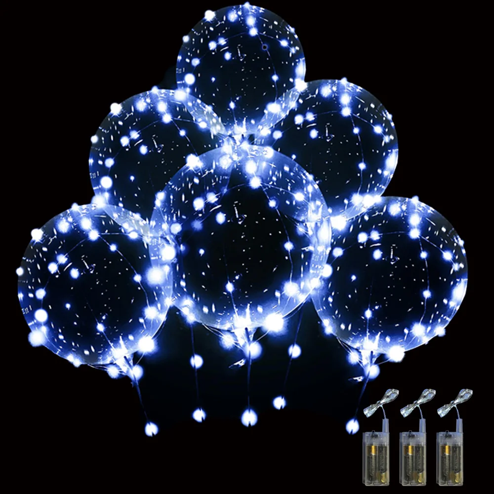 3Pcs Led Bobo Balloons 20 Pollici Light Up Clear Helium Bubble Glow Con Luci Stringa Compleanno Decorazione Anniversario Di Matrimonio