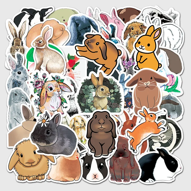 50pcs Kawaii Stationery Cute Rabbit Stickers Rabbit Diary Planner Journal Decorative Scrapbooking Skateboard Craft Sticker cartoon stickers decorative stickers kawaii stickers