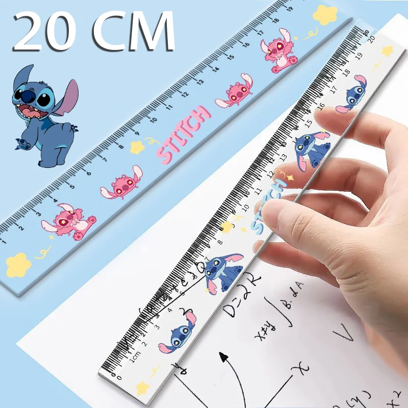 20cm 디즈니 스티치 눈금자 투명 플라스틱 직선 눈금자 귀여운 측정 그리기 도구 학생 문구 학교 사무용품
