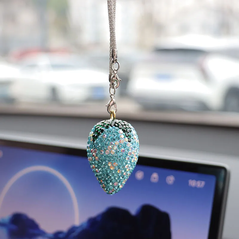 Glamorous Rhinestone Fruit Car Charm - Elegant Hanging Auto Decor Accessory