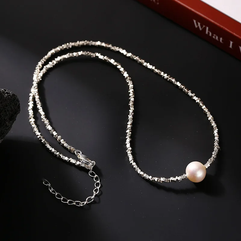 Light Luxury Silver Color Pearl Necklace for Women Clavicle Box Chain  Choker Kpop Small Fresh Jewelry 2023 Versatile Summer - AliExpress