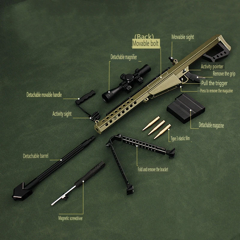 1/3 14 inches Model Barrette Full Metal Model Toy Gun Model Mini Sniper Rifle Mini 6