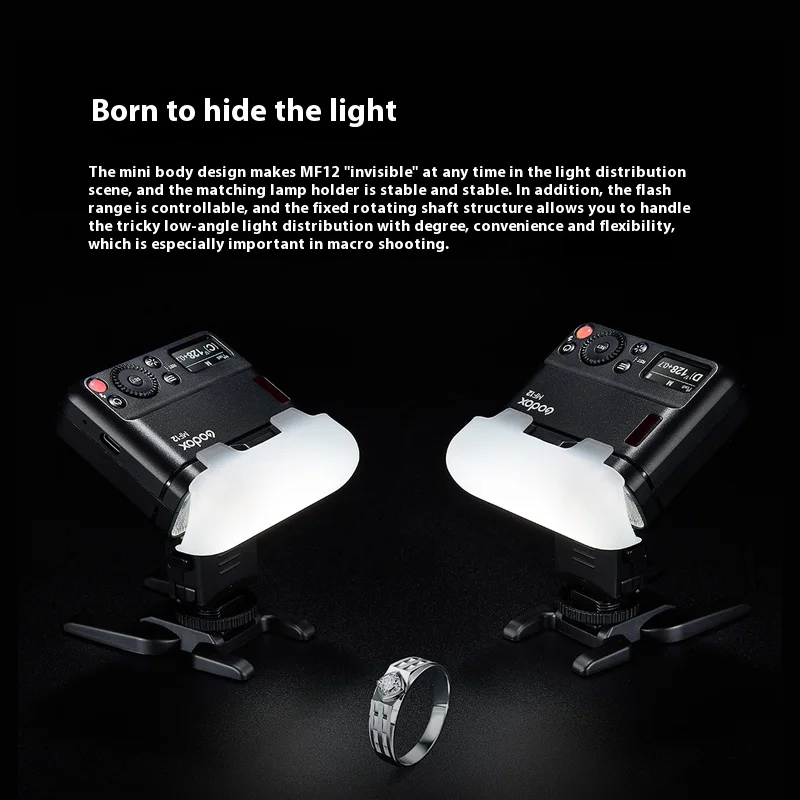 On camera flash camera flash Godox MF12 MF12-K2 Macro Flash 2 Light Kit 2.4 GHz Wireless Control Speedlite for DSLR Canon Sony Nikon with Battery