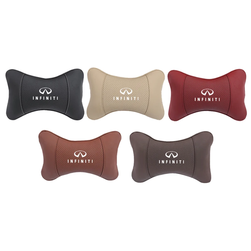 인피니티 Q50 Q30 QX50 QX60 FX35 QX30 QX80 Q60 G37 FX30 M37 ESQ JX35 QX70 FX50 용 자동차 시트 헤드레스트 자동 로고 목 베개 1개