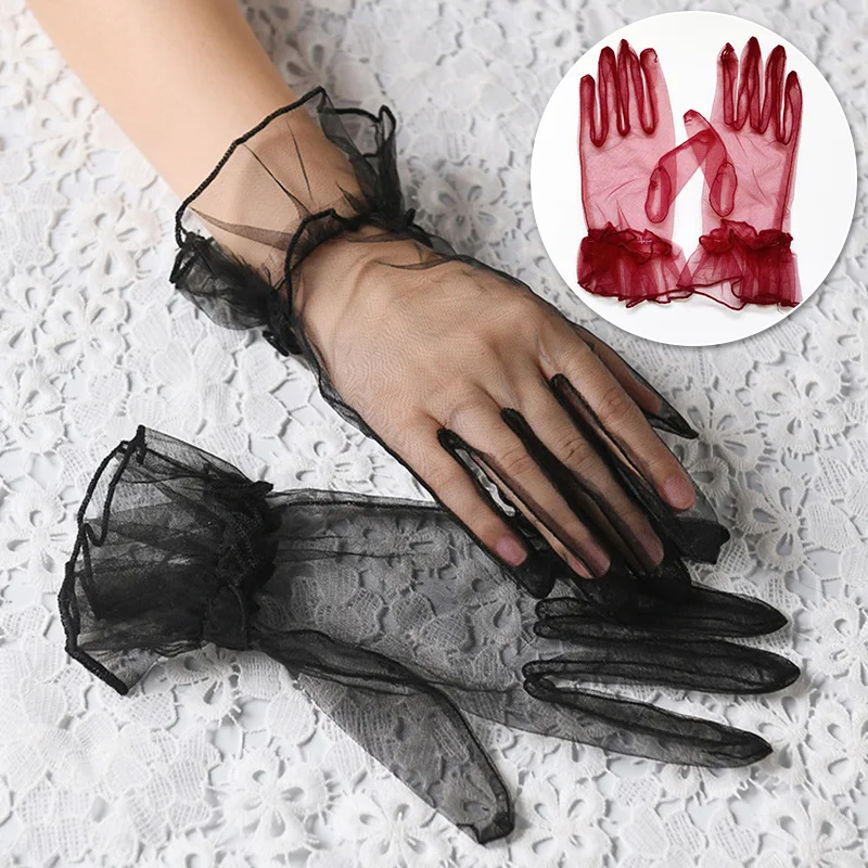 Chris.W 4 Pairs Women's Long Tulle Gloves Sheer Wedding Bridal Mittens Ladies Opera Tulle Gloves Prom Evening Elbow Gloves For Evening Party Photography Accessories