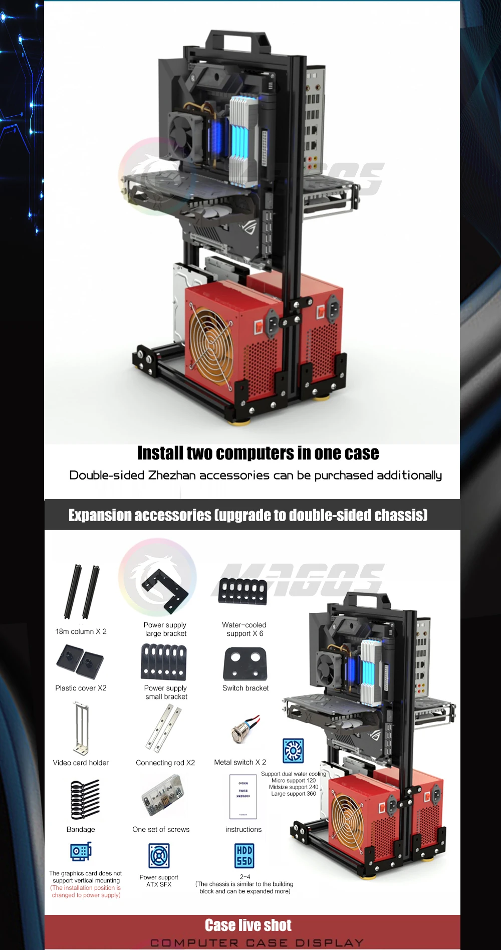 ITX Gamer Mod Case, Alumínio completo, Super