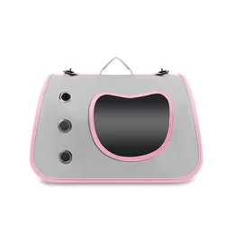 Compact Foldable Pet Carrier for Small Animals - Breathable and Easy to Carry (Pink)