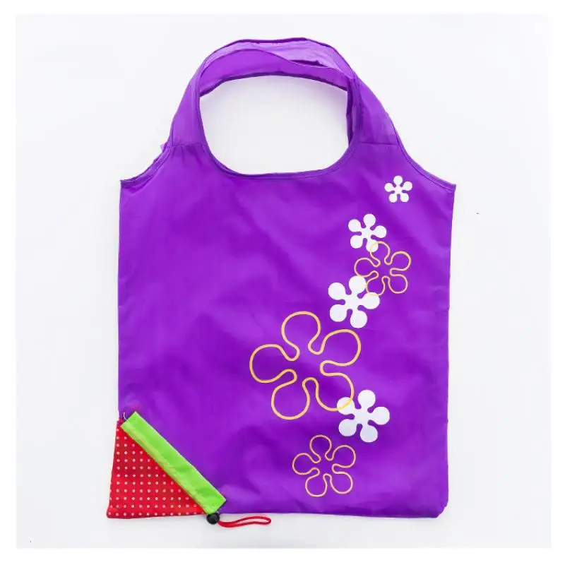 Eco-Friendly Foldable Strawberry Print Reusable Shopping Tote Bag