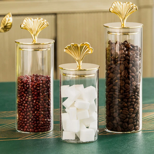 Coffee Tea Sugar Storage Jar, Glass Tea Coffee Sugar Jars