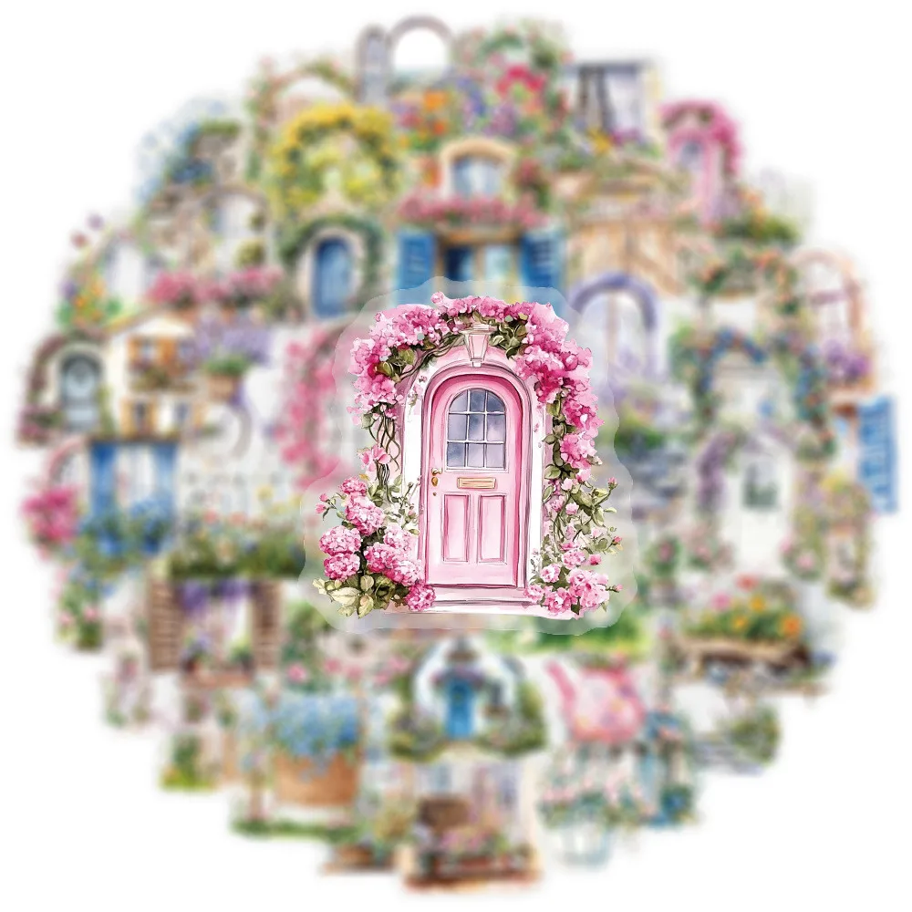 50 Stück transparente Garten-Blumen-Wandaufkleber-Set – DIY-Dekor für Handyhülle, Sammelalbum, Gepäck und Tasse (Anime Worlds Store) – Detail 7