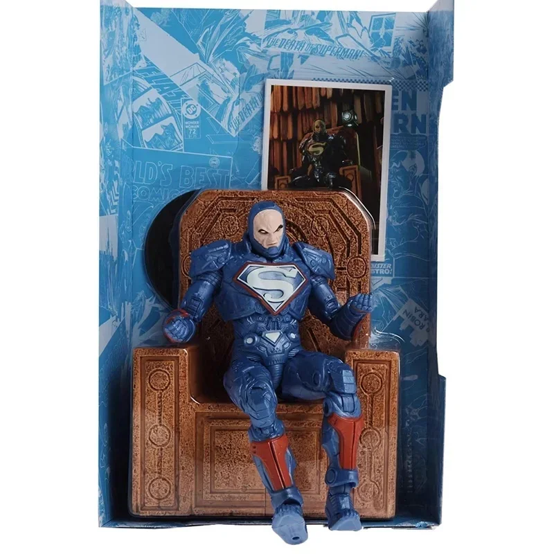 

7-inch Lexus Luther Handmade Blue Superman Power Suit with Throne Batman MacFarlane Action Figure Model Toys Gifts