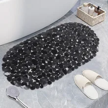 Pvc anti skid tapetes de banho cobblestone oval chuveiro sala de massagem esteira ventosa banheira tapete cor sólida acessórios do banheiro
