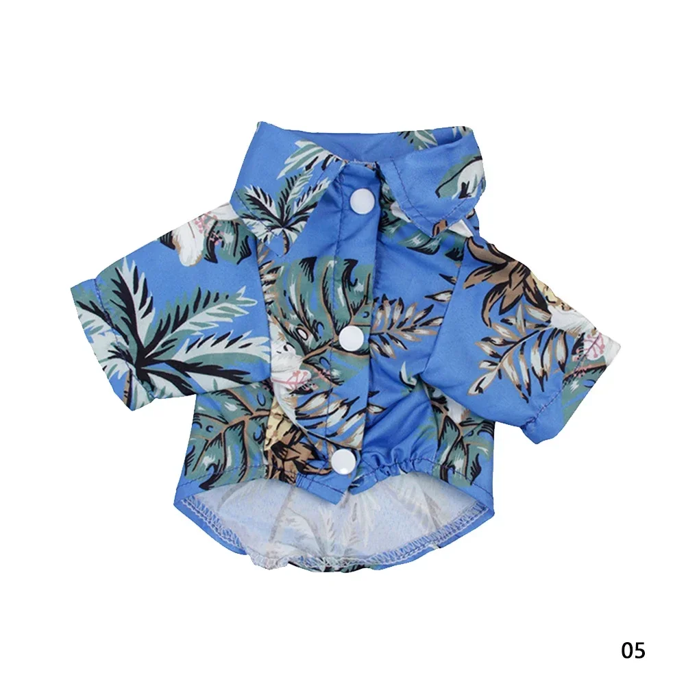 thumbnail image 1 of Ropa para mascotas estilo hawaiano, camisa de algodón estampada de verano, transpirable para perros pequeños, gatos, peluches que pesan entre 1,65 y 8 kg, talla XS a XXL, 1 of 5
