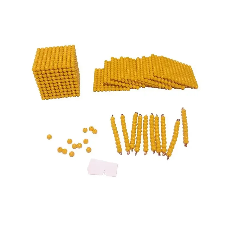 Montessori Pearl Golden Beads Materials Unit/ Bar/ Square/ Cube Simple Bank Game Decimal System Learning Toys Mathematics Tools