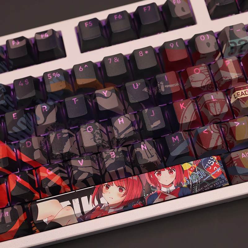 Arima Kana Anime Keycap Oshi no ko Pbt Sublimação Dye Transmissor de Luz Interruptor Cereja Cross Key Cover Teclado Mecânico 108 - Imagem 2