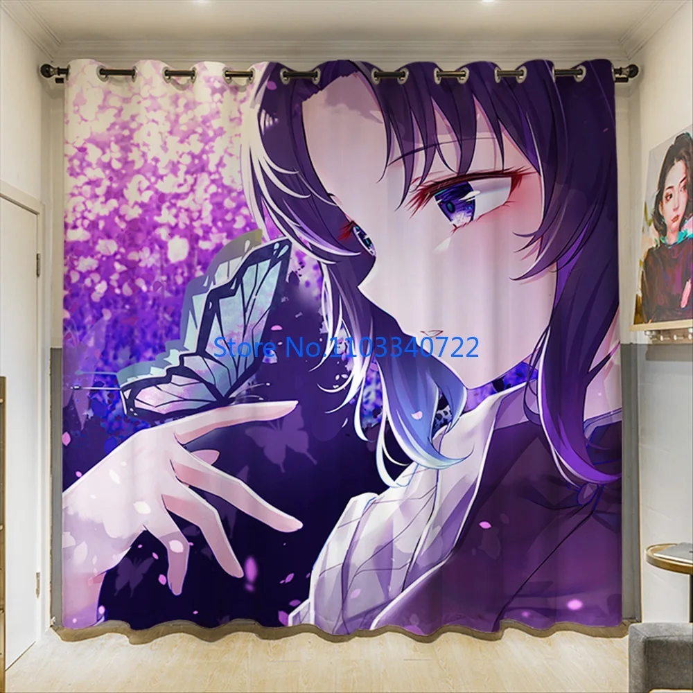 

Girl Demon Slayer Giyuu Anime Window Curtain 184x215cm 3D Print Blackout Curtains Living Room Bedroom Custom Size Kids Gift