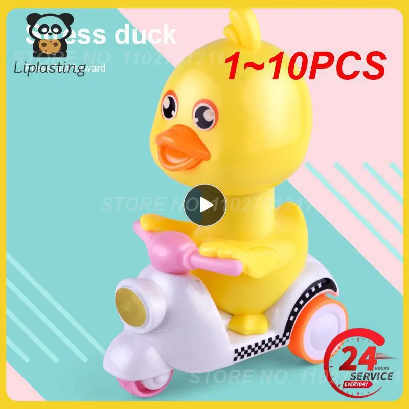 

1~10PCS No not need battery press then return cart little yellow duck motorcycle inertia pressure cute duck press duck toy