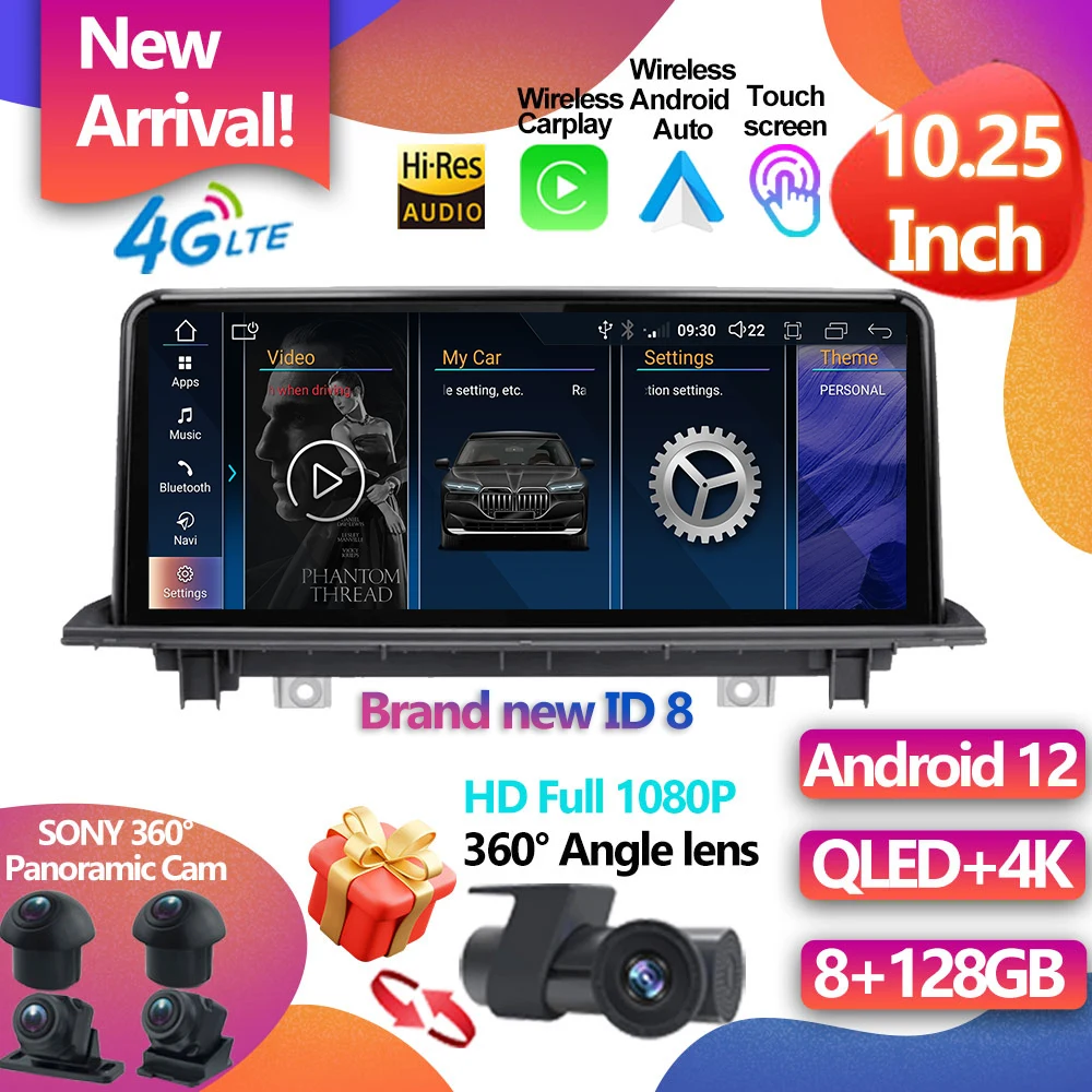 

For BMW X1 F48 2016 2017 2018 10.25 Inch IPS Carplay 4G LTE Android 12 Car Multimedia Radio NBT EVO System Auto GPS Navigation