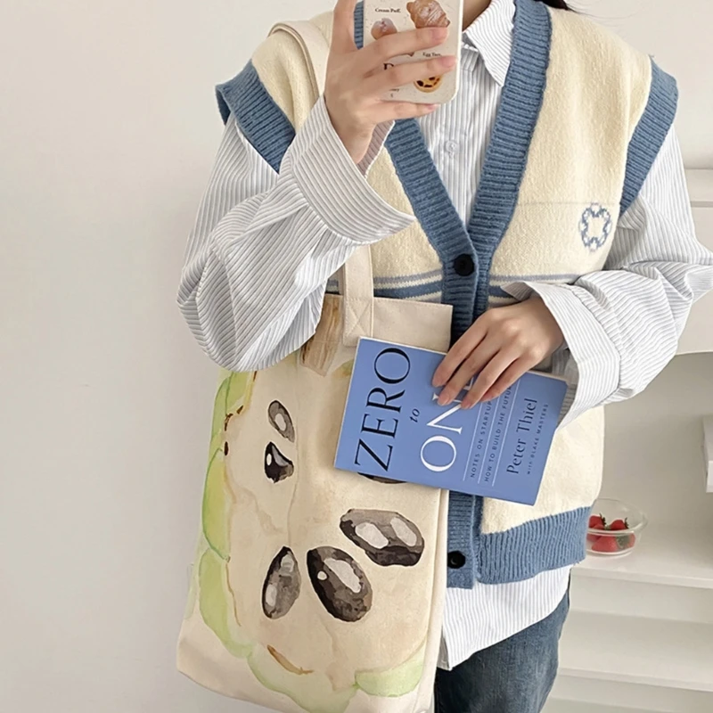 

Fashion Shoulder Bag Tote Handbag for Women Girls Canvas Shopping Bags with Small Zipper Pocket Handbags