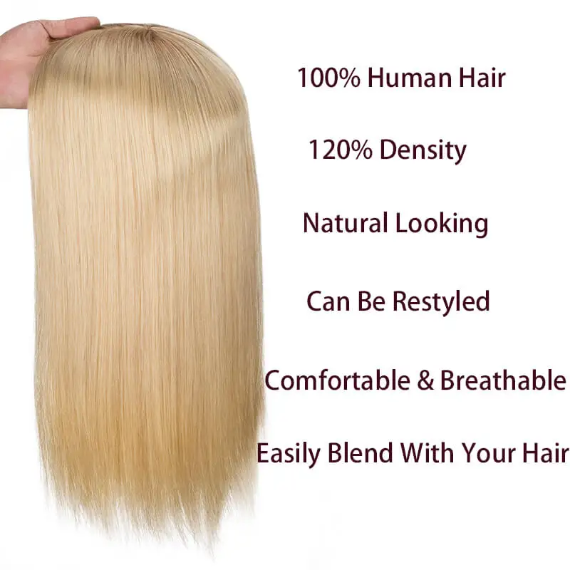 Topper per capelli ebraici da donna, 16-20 pollici, lisci, in capelli umani, con clip, extension per capelli 7x8, toupet da donna dall'aspetto naturale - immagine 4