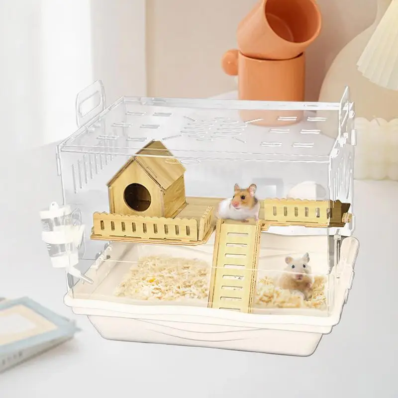 Transparent Pet Observation Cage Hamster Gerbils Accommodation Breathable Small Pet Home house Accessories For Lovers Families