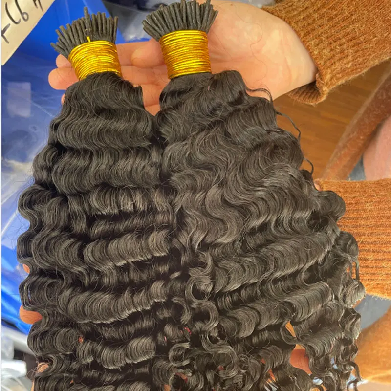 Human Hair Extensions I Tip Hair 100S Stick I Tip Fusion Human Extensions 1g/Strand 100G/Package Deep Wave