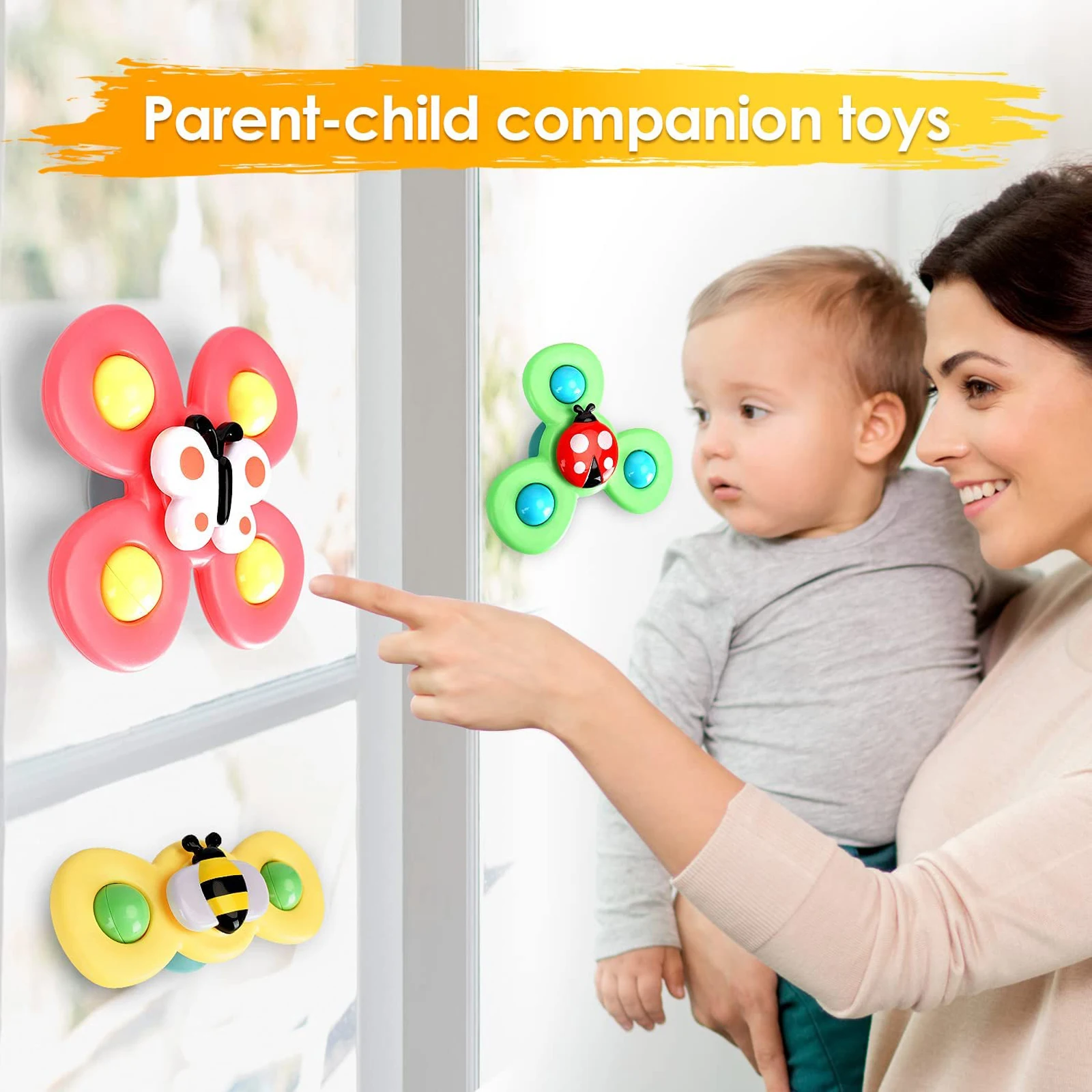 3PCS Suction Cup Fidget Spinner Toy For kids Infant Sensory Relief Stress Educational Bath Toys Baby Games Rotating Rattle Gift 5