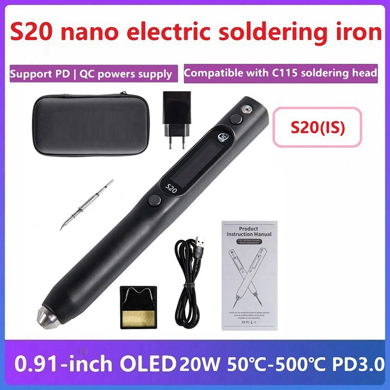

OLED 50 ℃-500 ℃ Электрический паяльник, совместимый с паяльной головкой C115, штепсельная вилка европейского стандарта