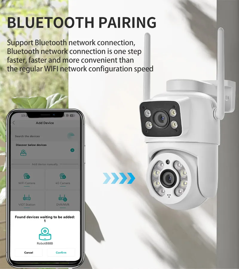 HD Wifi PTZ Camera Outdoor 4MP Dual Lens Dual Screen AI Auto