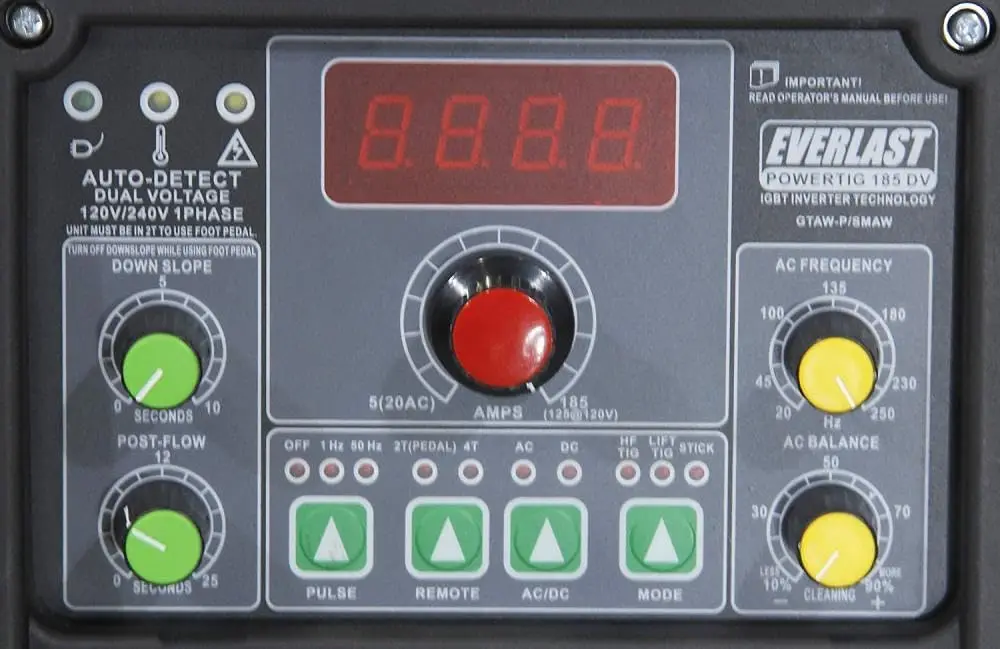 PowerTIG 185DV AC/DC TIG Stick Welder 110/220 Volt Inverter-Based Dual Voltage 185Amp with Pedal Package Green 3