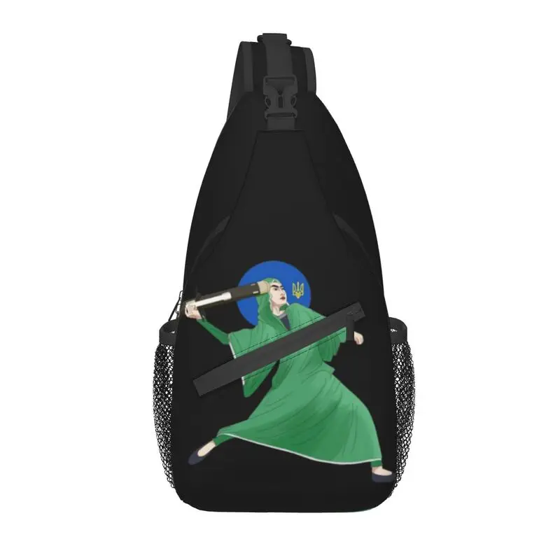 

Saint Javelin Virgin Mary Sling Chest Crossbody Bag Men Fashion Funny The Protector Of Ukraine Shoulder Backpack for Traveling