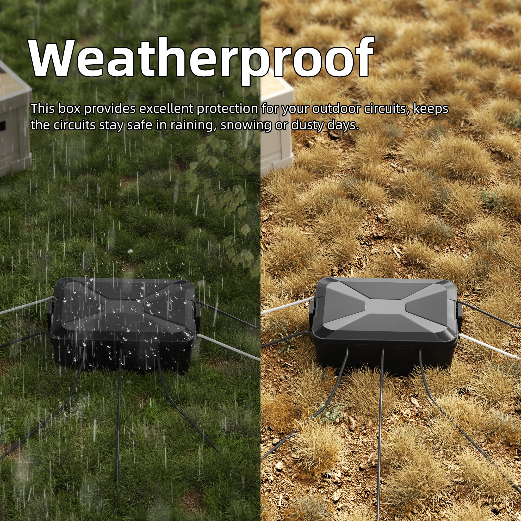 Electrical Box Outdoor 13x8x5 Large Extension Cord Cover Waterproof Weatherproof Connection Outside Power Cord