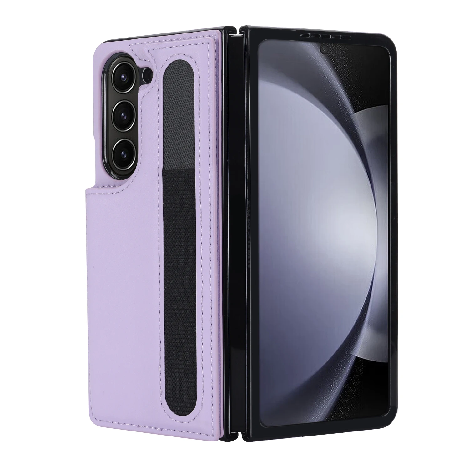 Leather Wallet Phone Case with Card Holder and Double Buckle, Pen Slot, Protective Design