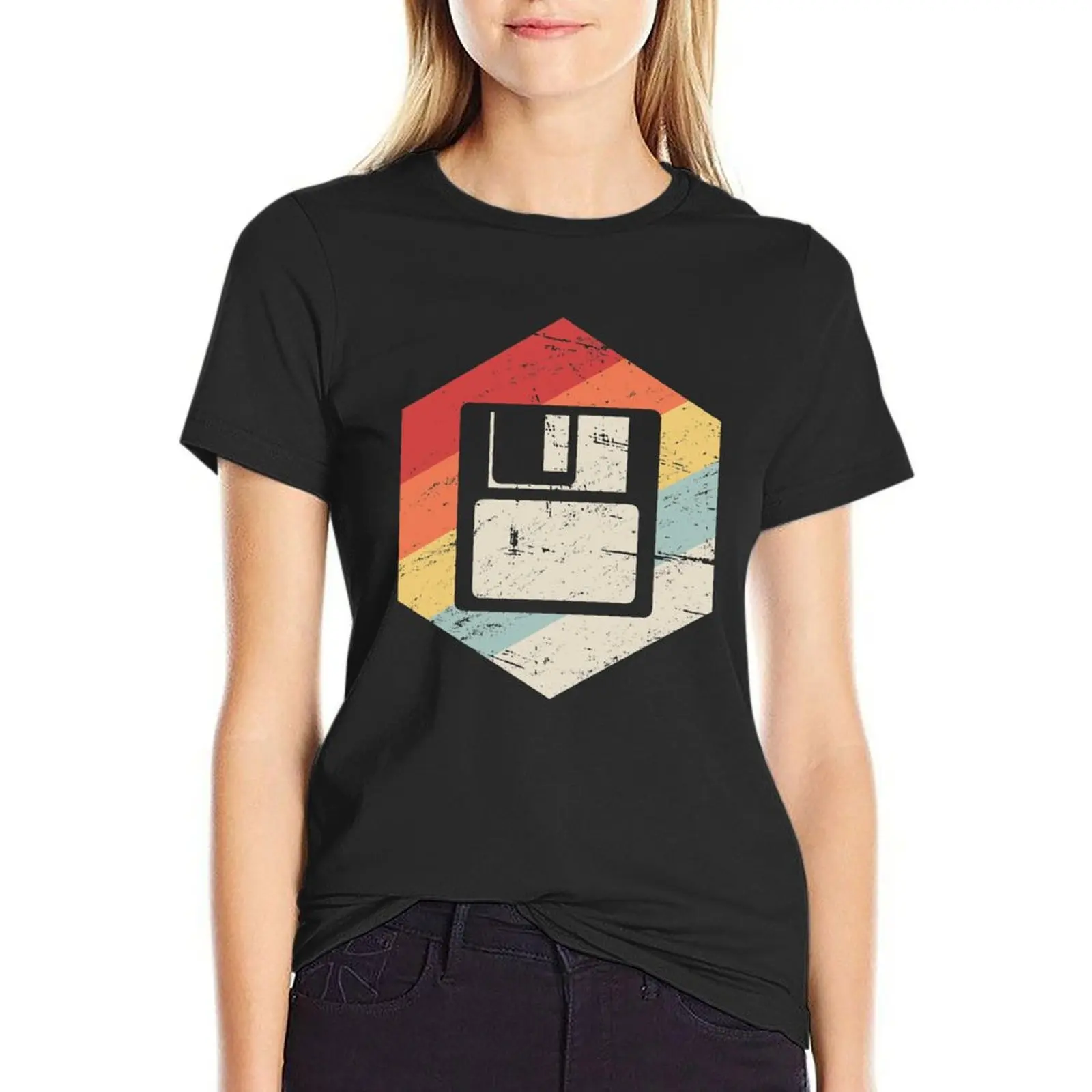Retro Vintage Floppy Disc Icon Computer Nerd Design T-Shirt plain customs t-shirts for Women pack