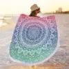 Round Gold Yellow Mandala Beach Towel Blanket,Microfiber Soft Sand Free Large Water Absorbent Beach Blanket Swim Pool Towel 2