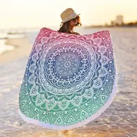 Round Gold Yellow Mandala Beach Towel Blanket,Microfiber Soft Sand Free Large Water Absorbent Beach Blanket Swim Pool Towel 2